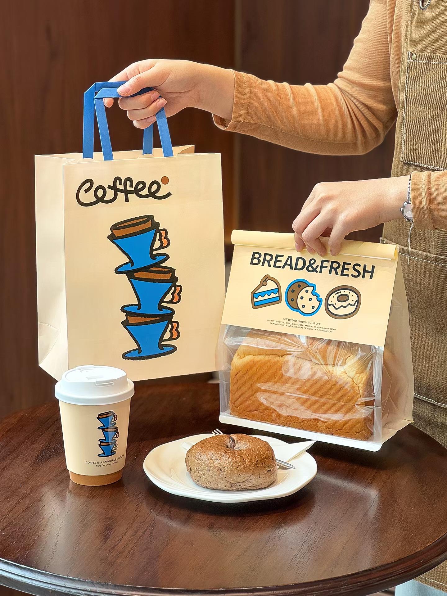 Printed paper carry bags prepared for takeaway service